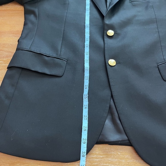 Jos. A. Bank men solid black 100% wool sportcoat jacket blazer brass buttons 42S - Picture 8 of 9